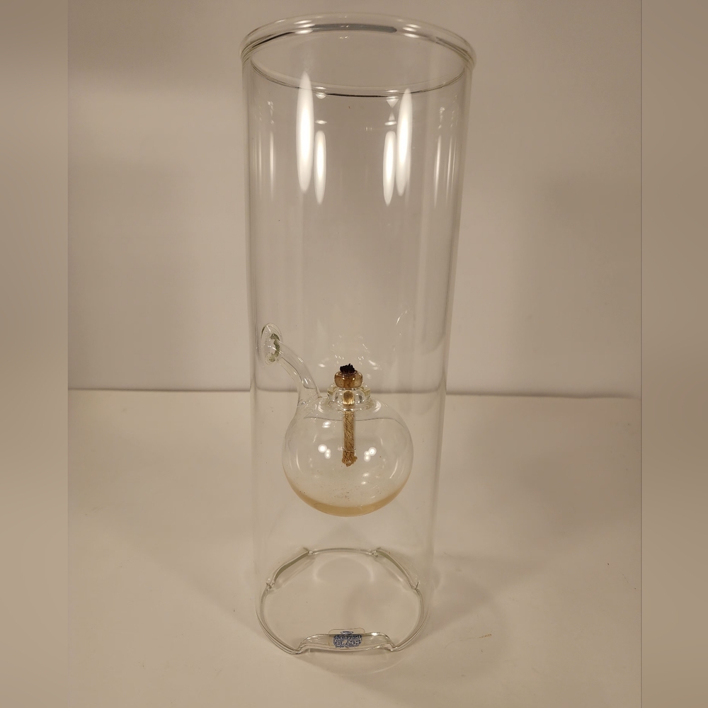 Vintage Wolfard Glass Blowing Company Hand Blown 12" Glass Oil Lamp